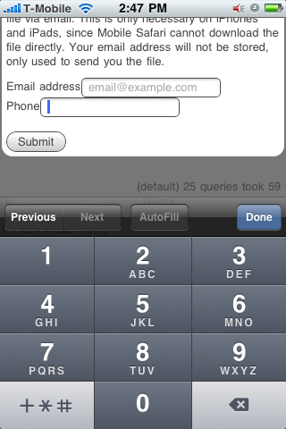 HTML5 tel form input rendered on an iPhone