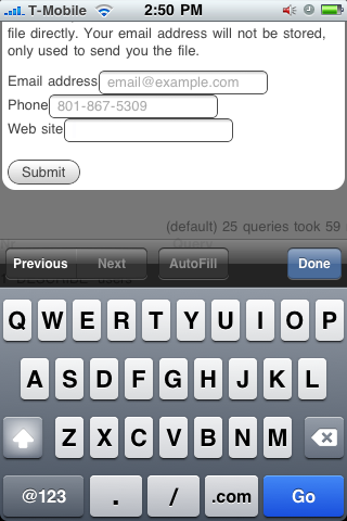 HTML5 url form input rendered on an iPhone