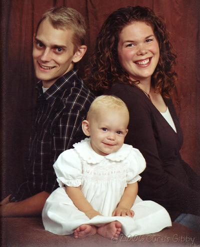 A family portrait (Curtis, Sarah, Audrey) taken in August 2006