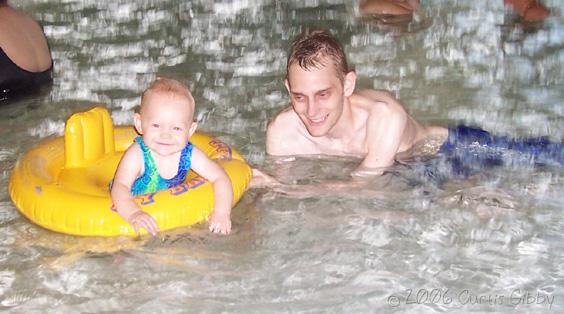 Curtis and Audrey play in the West Valley City municipal pool