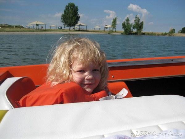 Audrey happy to be going for a boat ride