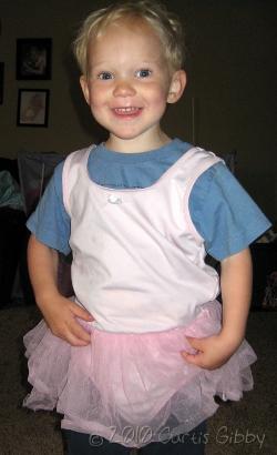 2-year-old Nathan in a ballerina tutu