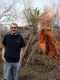 View - Me with the brush fire in our back yard