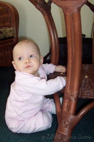 Mesquite Nevada Trip - Audrey eats Cheerios under the table