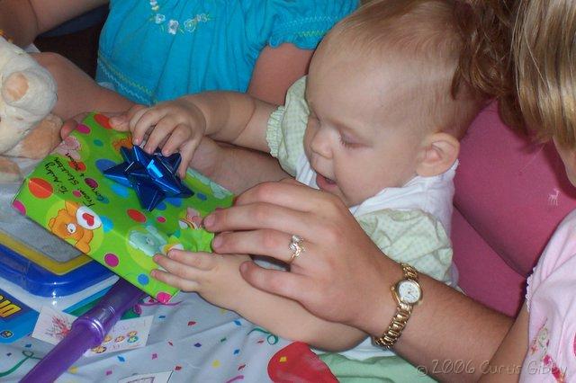 Audrey's First Birthday - Audrey opening presents