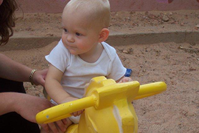 Audrey plays on the playground on our vacation in St. George, Utah