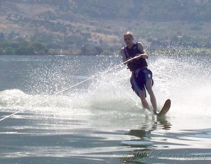 Curtis skiing on Willard Bay in Utah, August 2006