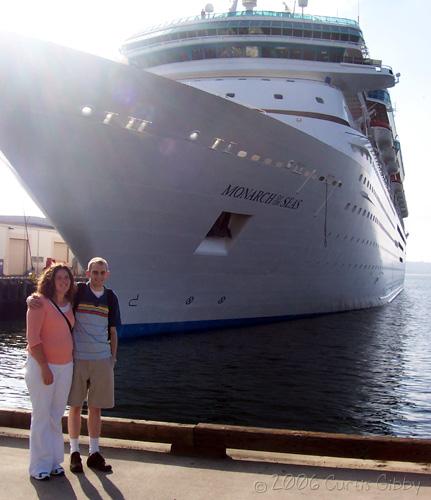 Cruise - Sarah and Curtis in front of our ship, the <i>Monarch of the Seas</i>