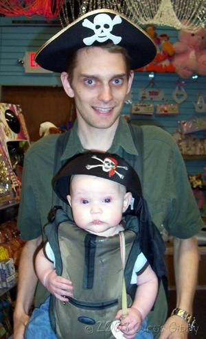 2008 California Vacation - Curtis and Nathan with pirate hats