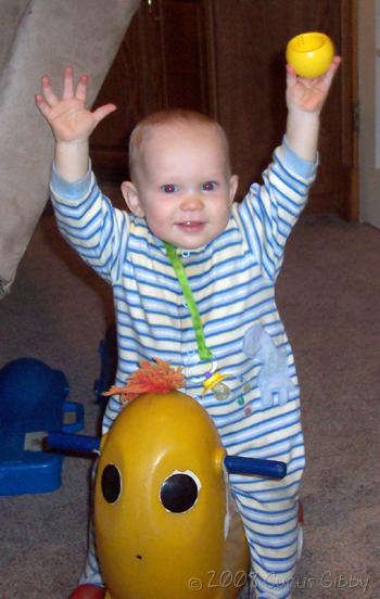 Nathan throwing his hands up