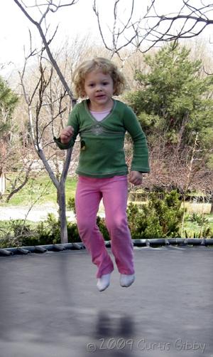 Audrey on the trampoline (3 and 1/2 years old)