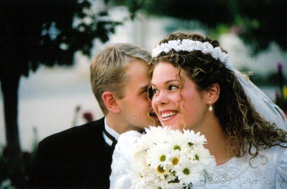 Sarah and me sharing a secret at the temple