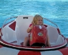 View - Audrey on the bumper boat at her birthday party