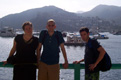 Posing on Catalina Island in front of the city of Avalon