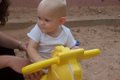 Audrey plays on the playground